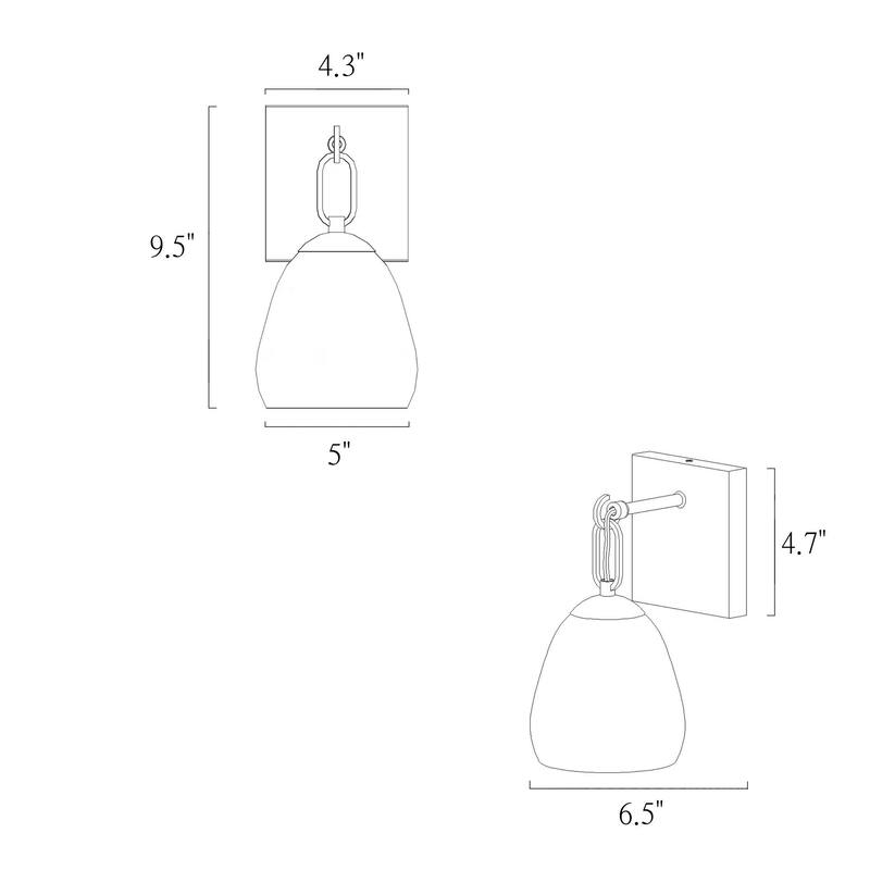 Bele Modern Gold 1-Light Wall Sconces Glass Vanity Light for Powder Room Bedroom - 5.1" W x 6.7" D x 9.4" H