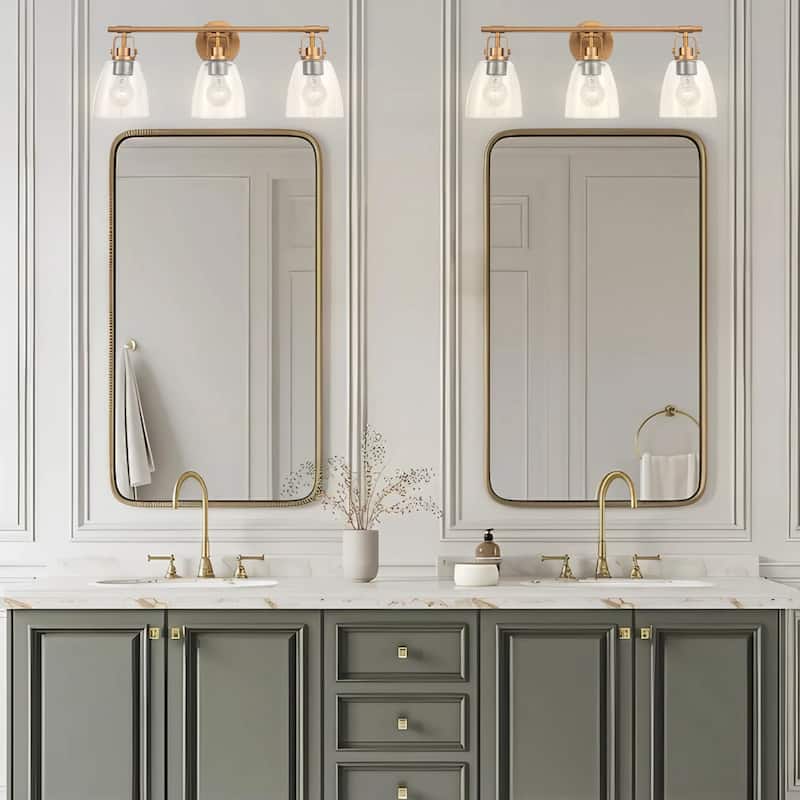 Brilliance Modern Farmhouse 3-Light Gold Vanity Light - 24"L x 7"W x 10.5"H