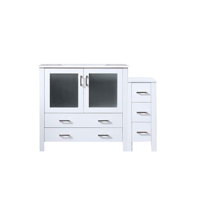 Volez Single Bath Vanity with Side Cabinet and White Ceramic Top - 48 - White
