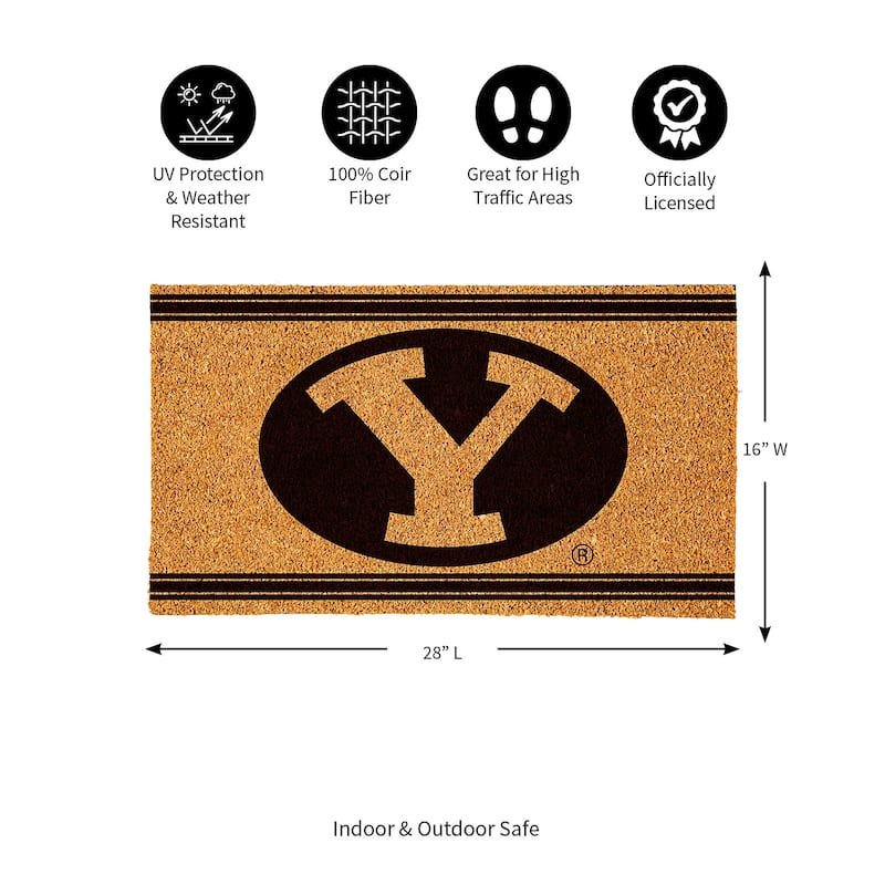 Brigham Young University Monochrome Indoor/Outdoor Coir Door Mat
