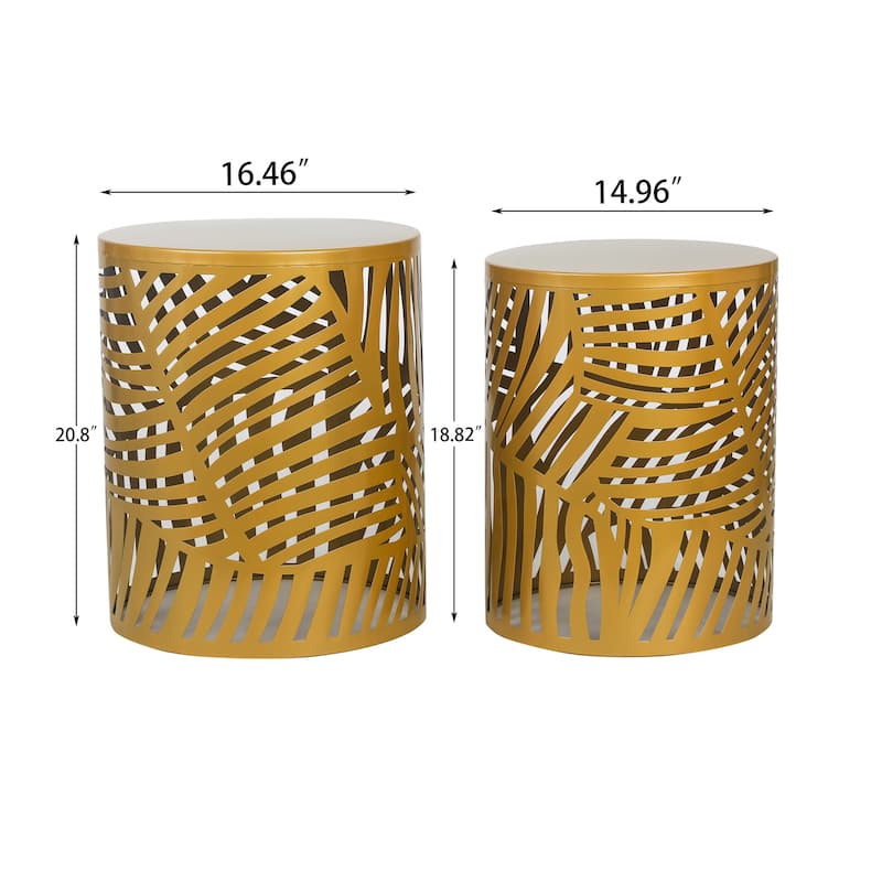 Adeco Set of 2 Round Nesting Side End Tables Set - Set of 2