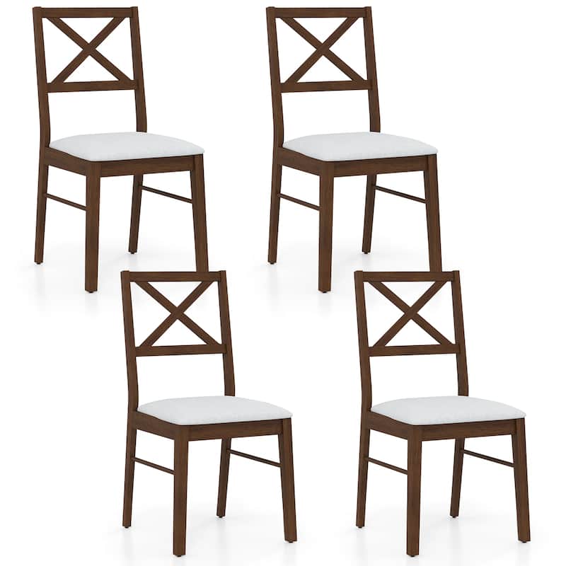 Gymax Dining Chairs Set of 4 Upholstered Kitchen Side Chairs w/ Rubber - Brown
