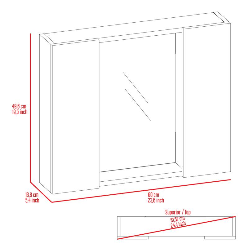 Medicine Cabinet, Double Door, Mirror, One External Shelf