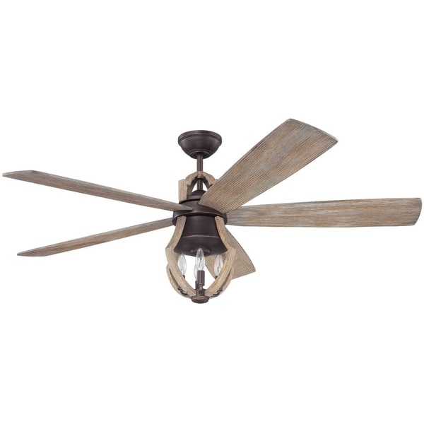 Craftmade WIN56ABZ5 Winton 56" 5 Blade Ceiling Fan - Blades, Remote and Light Kit Included - weathered pine