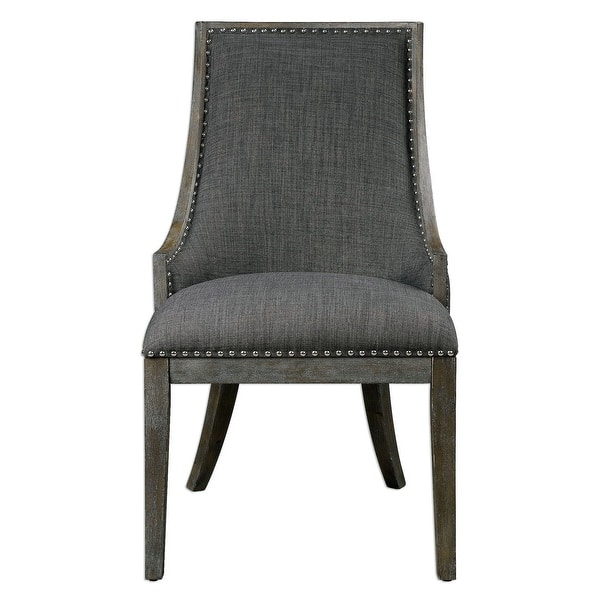 slide 1 of 1, Uttermost Aidrian 39" x 19" Solid Wood Side Chair Charcoal Grey