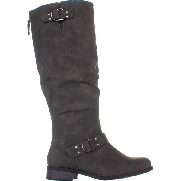 grey wide calf riding boots