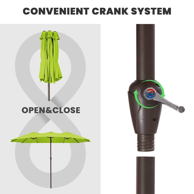 15ft Steel Navy No Tilt Market Patio Umbrella without Base