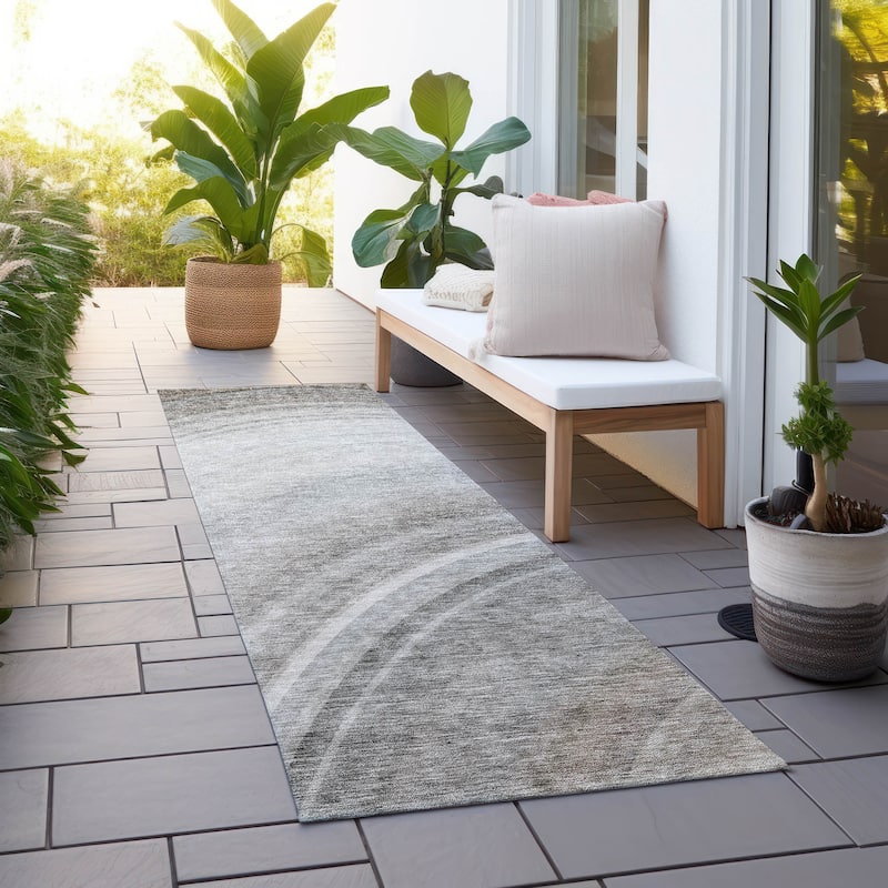 Machine Washable Indoor/ Outdoor Chantille Abstract Wave Rug