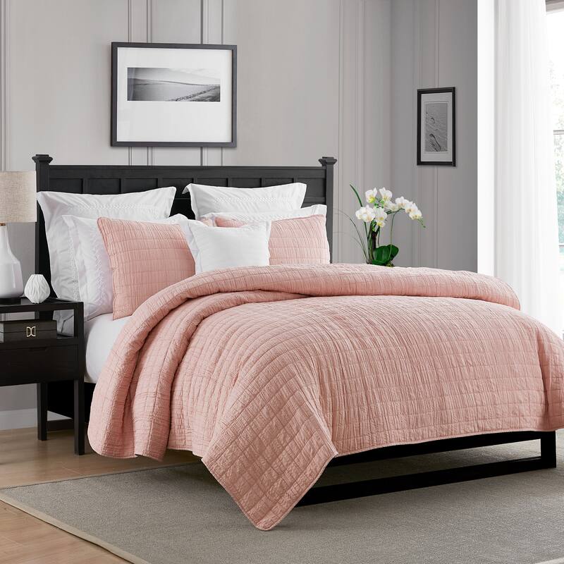 Swift Home Crinkle Enzyme Wash Oversized Coverlet/Bedspread Quilt Sets