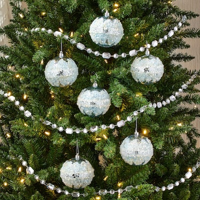 100mm Shatterproof Plastic Mercury Ice Mirror Ball Ornament Set of 2