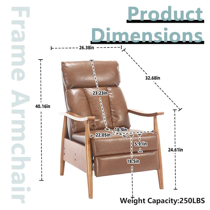 HOMEFUN Linen/Leather/Microsuede Upholstered Wood Frame Adjustable Recliner Lounge Armchair