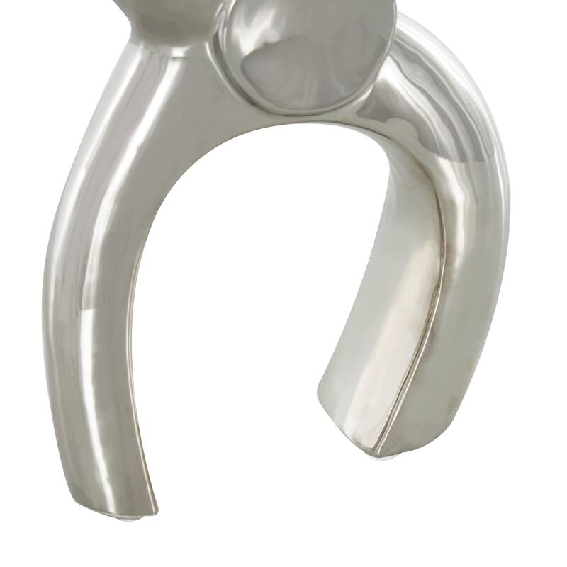 Silver or Gold Ceramic Abstract Arched Cutout Elephant Decorative Sculpture (Set of 2)