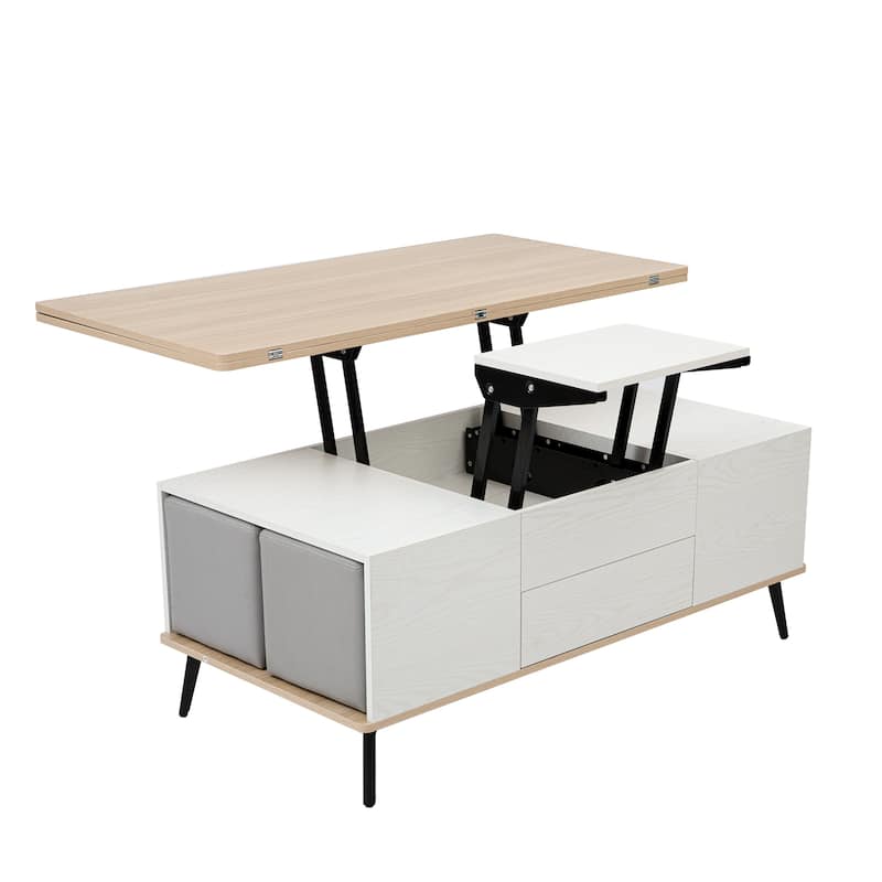 5 Pieces Lift Top Coffee Table Set with Ottomans