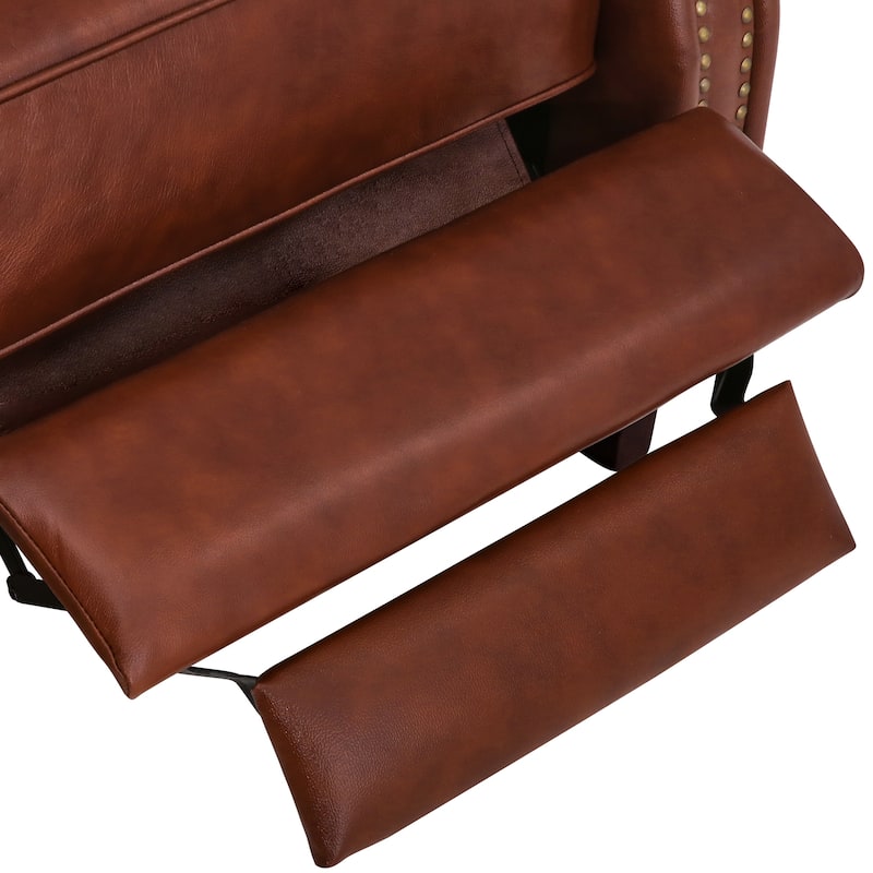 2 Set Genuine Leather Recliner Modern Push Back Recliner Chair Wingback 3 Adjustable Chair for Living Room
