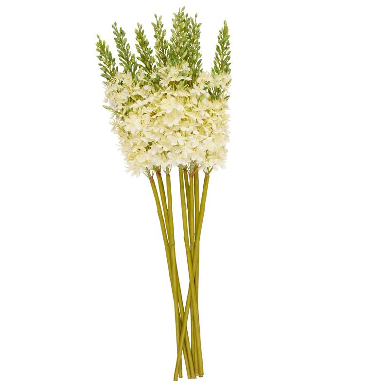 White Faux Foliage Tall Eremurus Artificial Flower Stem (Set of 8)