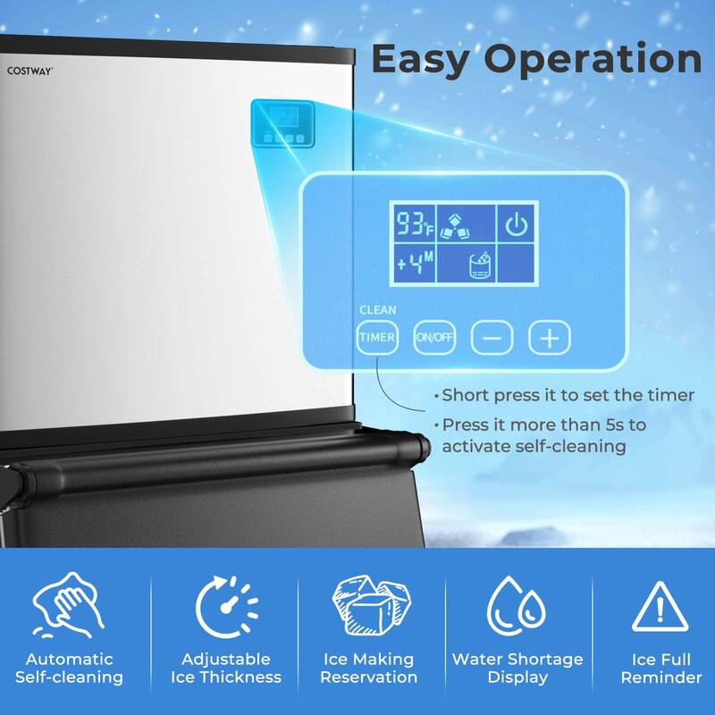 Costway Commercial Ice Maker Machine 418 LBS/24H with 200 LBS Storage - See Details