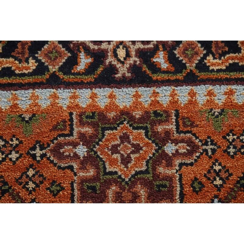 Geometric Orange Kazak Indian Runner Rug Handmade Wool Carpet - 2'7"x 9'11"