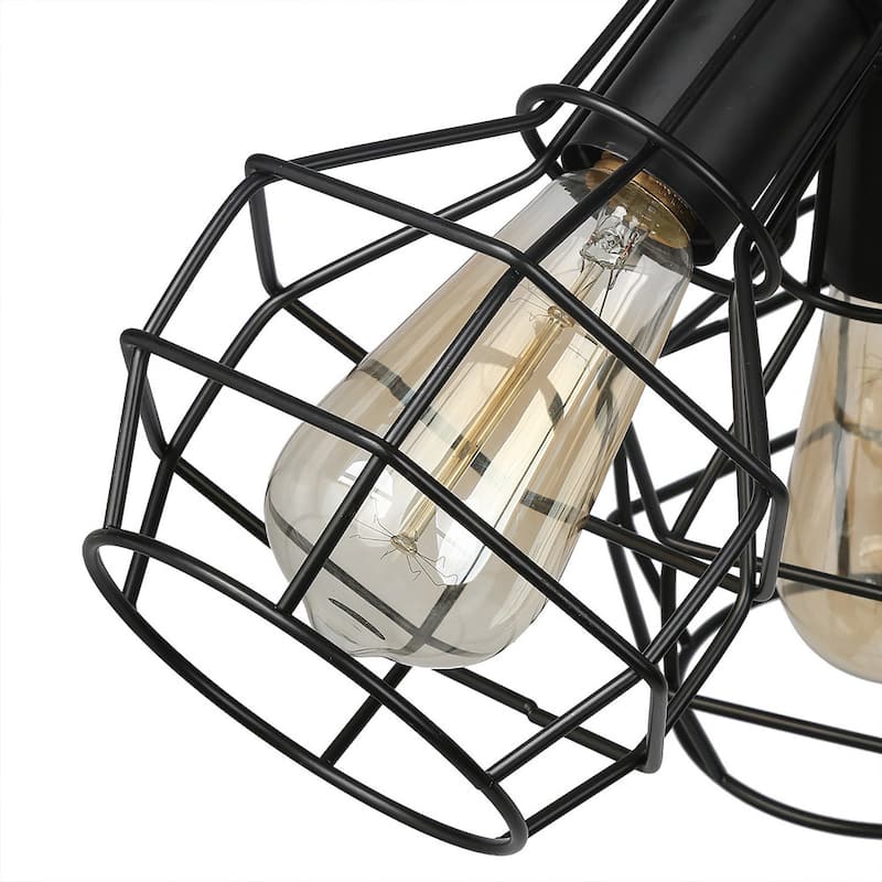 Carbon Loft Metal Cage 3-Light Semi Flush Mount Ceiling Lights - W15"xH9.5"