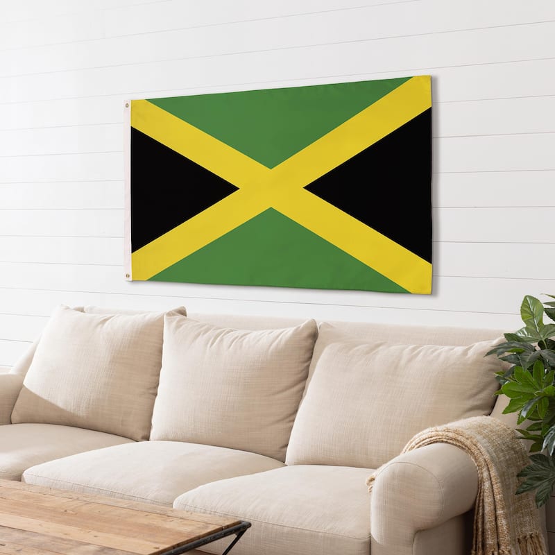 Jamaica National Double Sided Estate Flag w/ 2 Grommets, 3'x5'