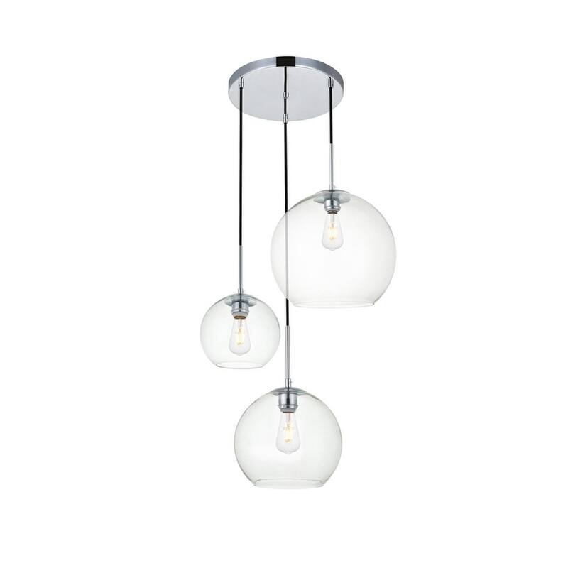 Clear Glass 3-light Pendant - Chrome