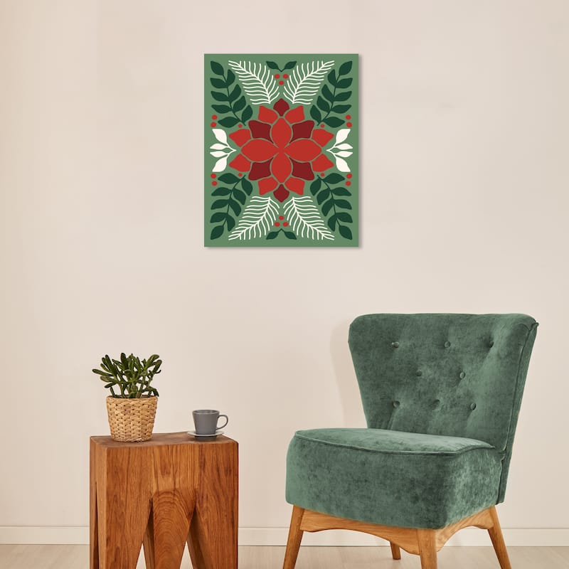Wynwood Studio Canvas Floral and Botanical Red Garland Gift Floral Red Modern & Contemporary Wall Art Canvas Print - 16 x 20