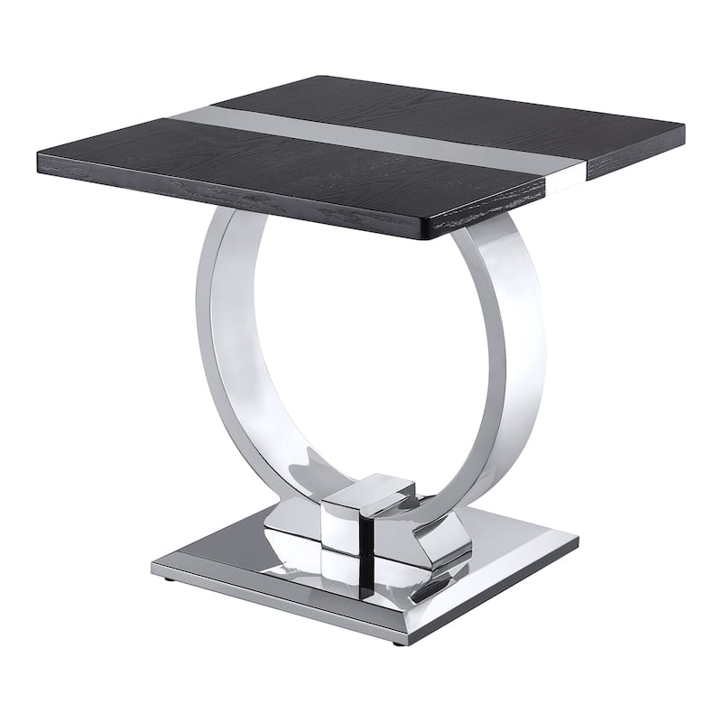 Furniture of America Carra Modern 3-Piece Stainless Steel O-Shaped Trestle Base Coffee Table Set