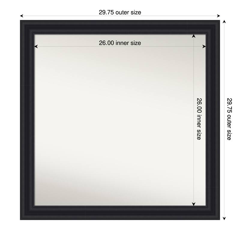 Dalat Non-Beveled Framed Wall Mirror - 30 x 30 in - Dalat Black