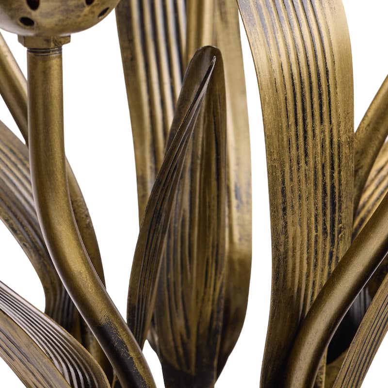 20-inch Antique Brass and Hand Blown Glass 5 Calla Lily Uplight Accent Lamp - 15" x 14" x 20"