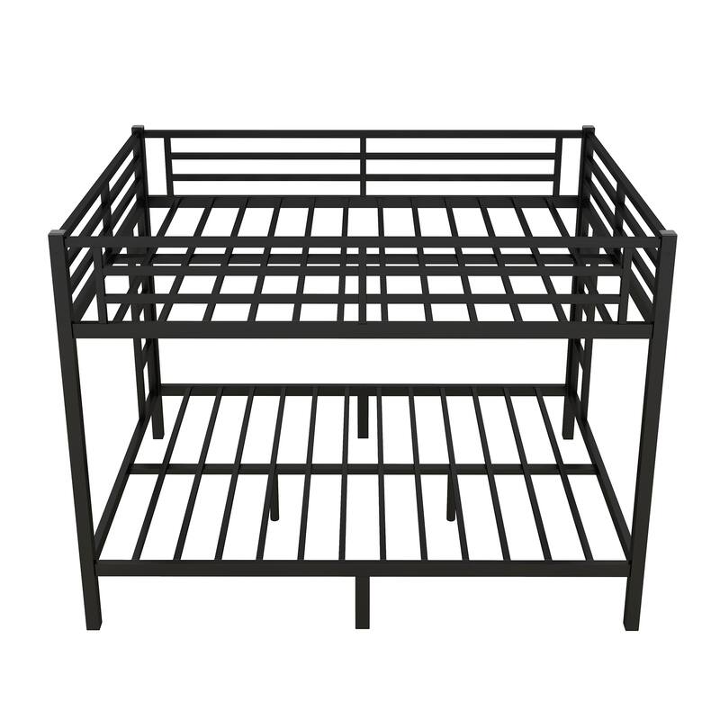 Metal Bunk Bed with Noise-Free Slats, Guardrails, & Durable Construction for Teens and Adults