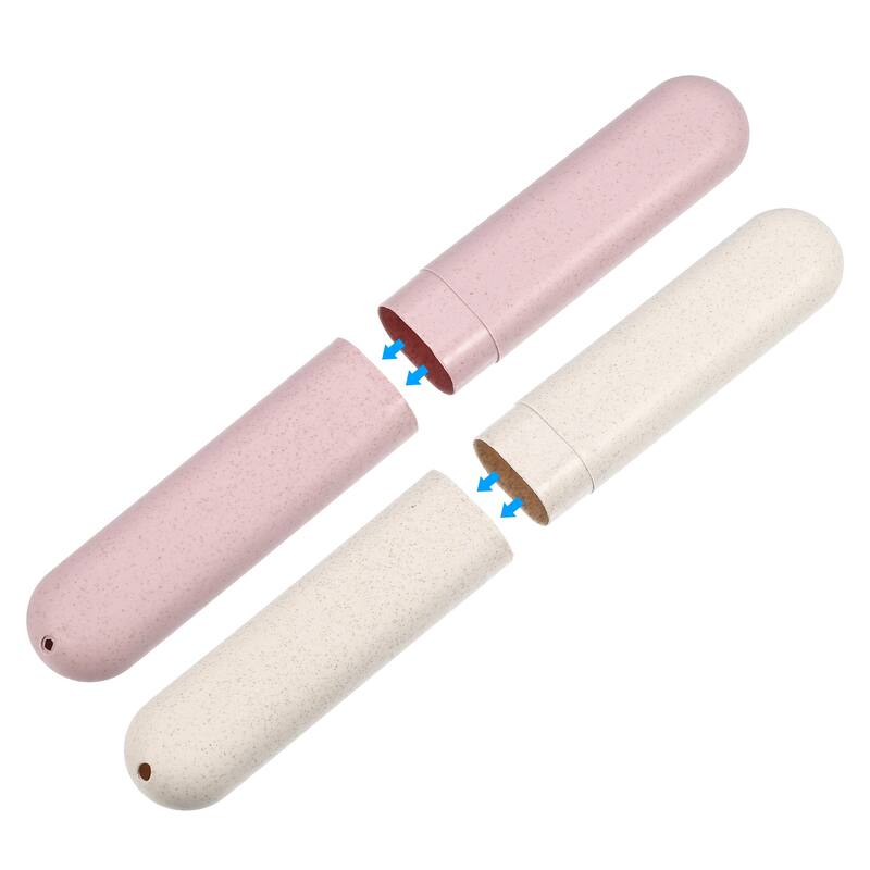 Toothbrush Holders Case for Travel Beige Pink 8.07"x1.22"x0.83" - Pink, Beige