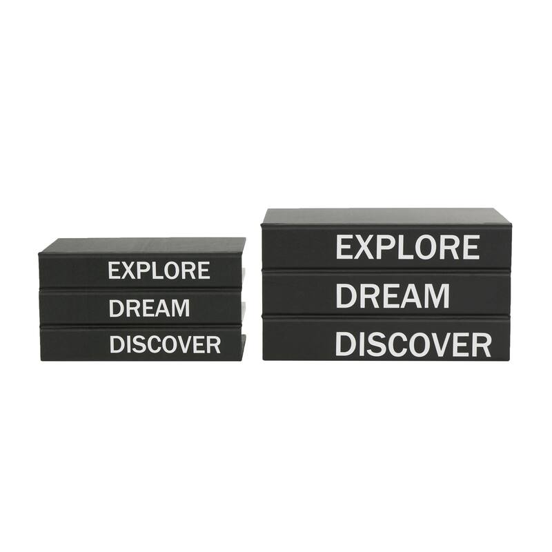 Black or White Canvas Box with White or Gold Explore, Dream, Discover Text (Set of 2)