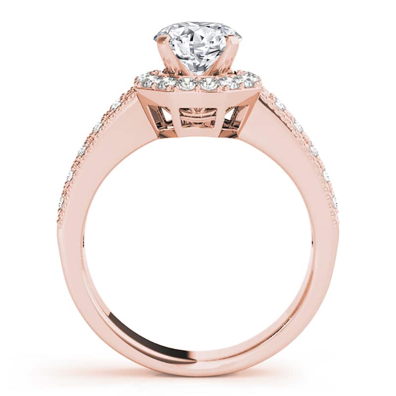 Auriya 14k Rose Gold Lab Grown Round Diamond Halo Engagement Ring 0.50 to 5.00 ct. tw. (F-G VS)