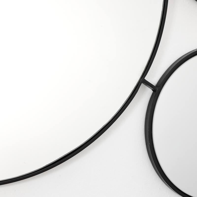 Circles Black Metal Frame Round Wall Mirror - 24.7" H x 34.5" W x 0.59" D