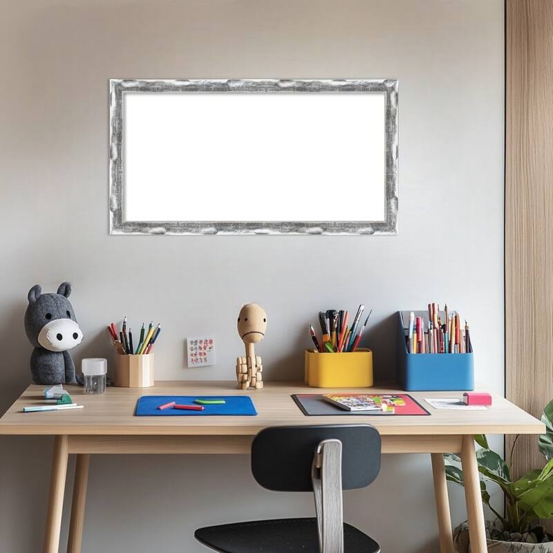 Amanti Art Scratched Wave Chrome Framed Dry Erase Magnetic Board
