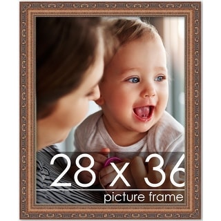 28x36 Traditional Antique Gold Wood Picture Frame - UV Acrylic, Foam ...