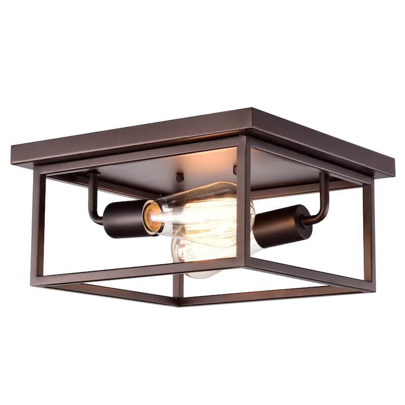 2-light Oil Rubbed Bronze Flush Mount - 5.5H x 11W x 11D