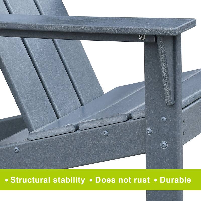 3Pcs Outdoor Adirondack Chairs,Patio Lawn Chairs with Side Table,for Deck Garden Backyard Balcony, Grey