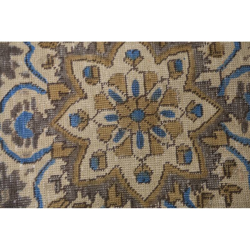 Tabriz Persian Rug Hand-Knotted Traditional Beige Wool Carpet - 6'5"x 9'4"