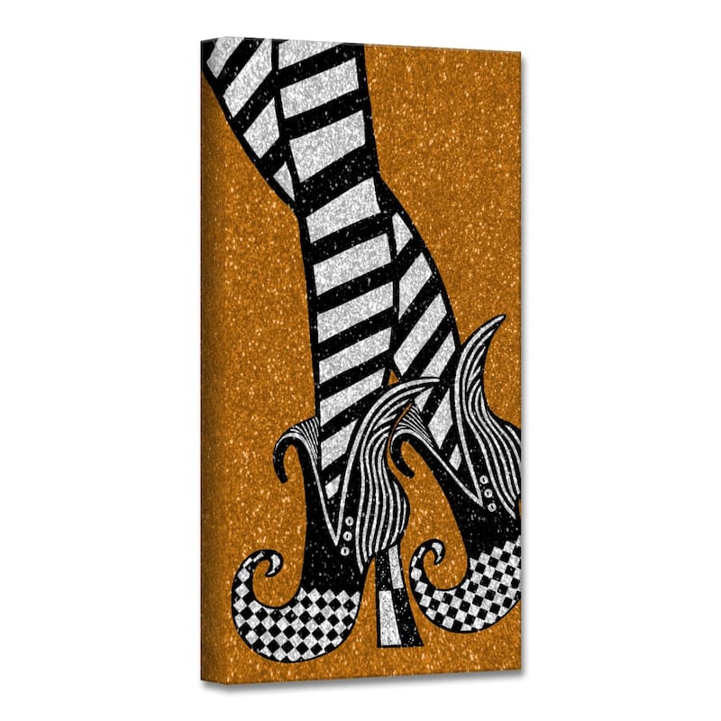 Black Chic and Bewitched II Canvas Halloween Wall Art Decor 16" x 8"