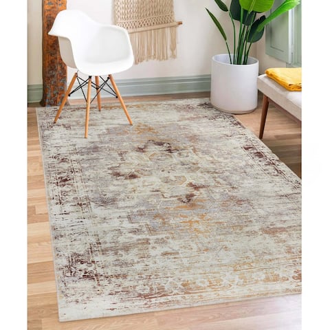Faded Traditional Medallion Indoor Area Rug or Runner by Superior