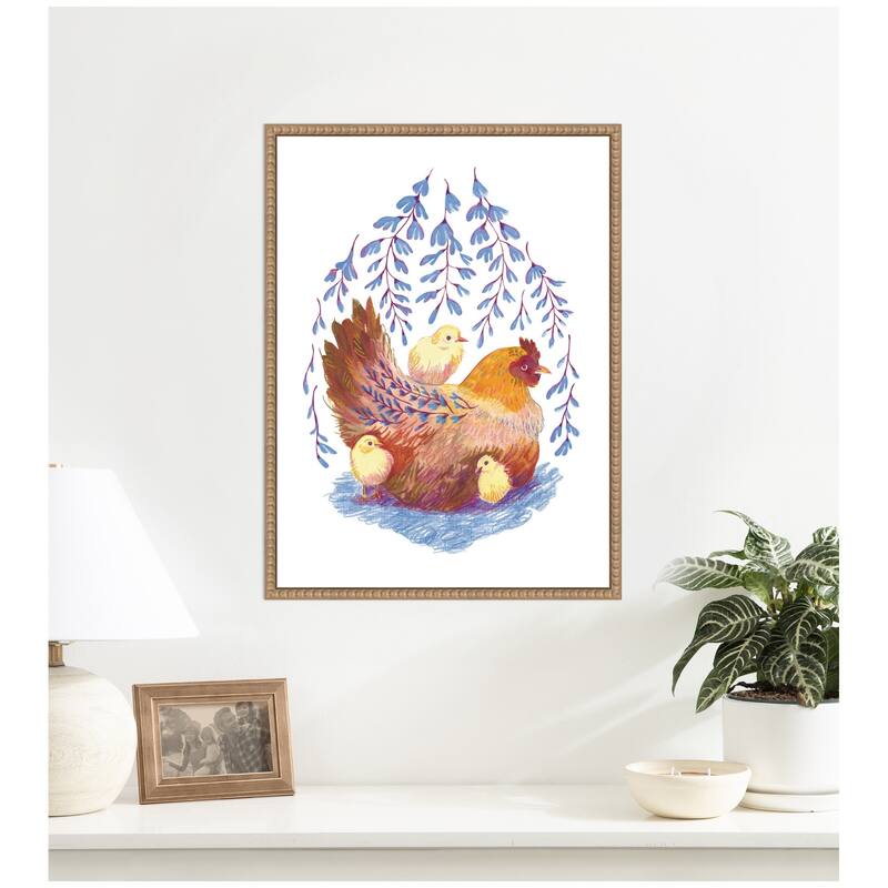 Kate and Laurel Whisteria Hen by Lucia Gianello Framed Canvas Wall Art Print