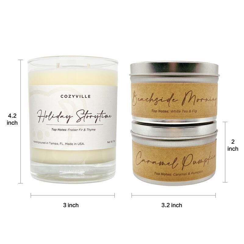 Cozyville Fragrances All Natural Soy Candles in Silver Tin/ Glass Jar