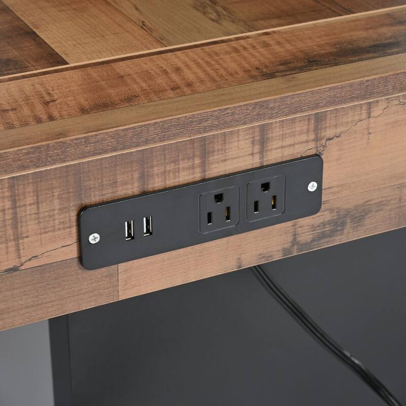 Farmhouse Coffee Table with 2 USB Ports and Outlets