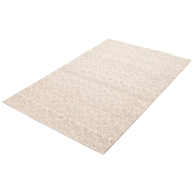 ECARPETGALLERY Hand Tufted Timeless Grey Wool Rug - 5'3 x 8'0