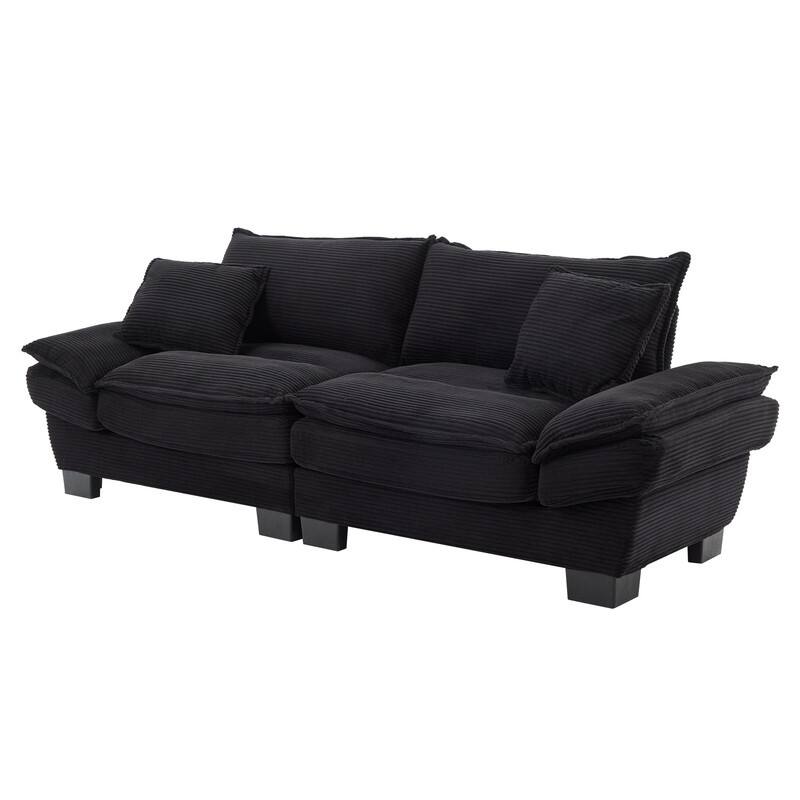 Oversized Corduroy Loveseat Sofa - 84" Wide Deep-Seat Couch with Pillows for Living Room, Apartment, Office