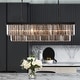 preview thumbnail 2 of 26, 47 in. Smoked Gray and Black Modern Contemporary Crystal Chandelier 2-Tier Linear Kitchen Island Pendant Light for Dining Room