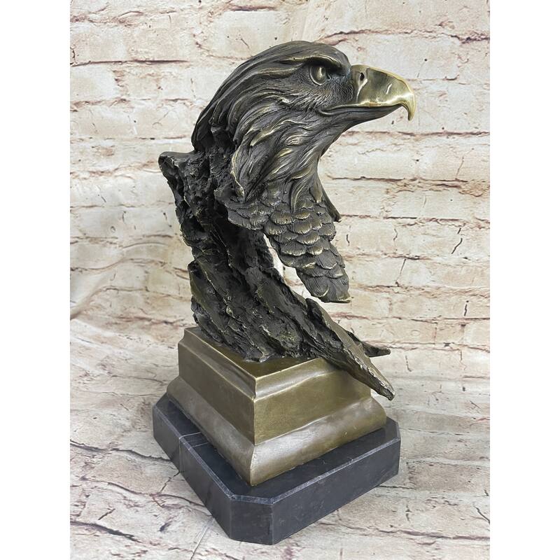 Original Life Size American Bald Eagle Bronze Bust Sculpture Extra Large Figure