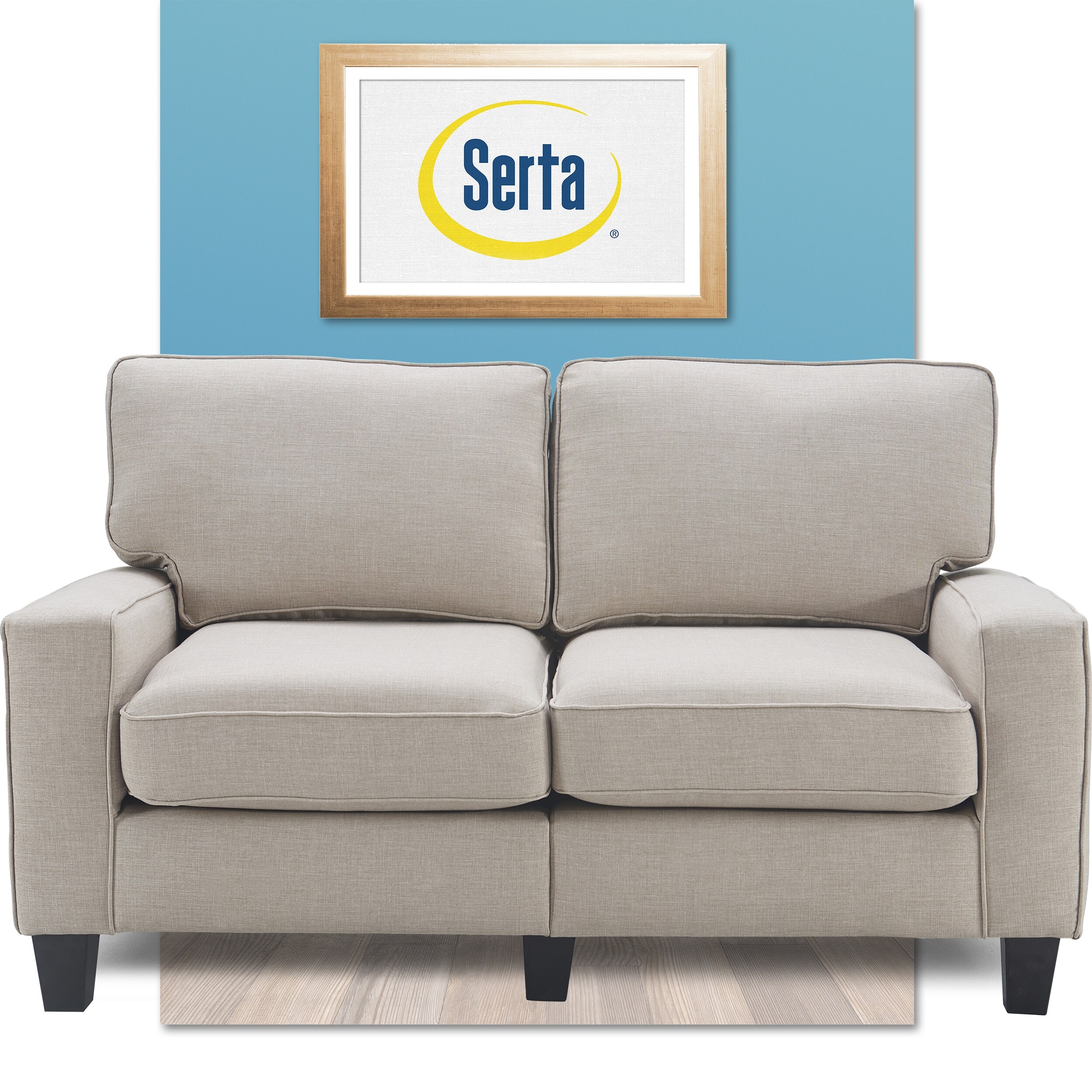 Shop Serta Palisades Upholstered 61 Loveseat For Living Room Modern Design Straight Arms Soft Upholstery Tool Free Assembly Overstock 25723158