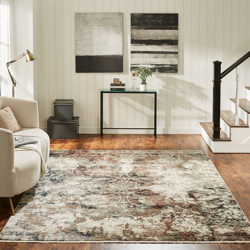 Aurora Abstract Area Rug - 9'6" x 13' - Vintage Grey/Earth