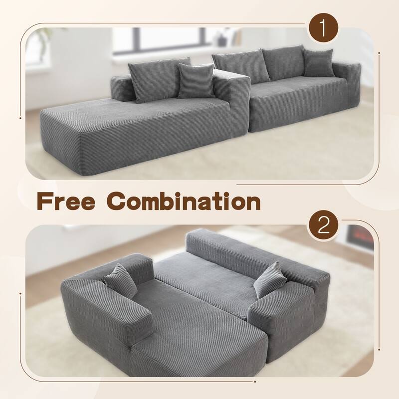 OVIOS Pit Stripes No Assembly Required Chaise Sofa